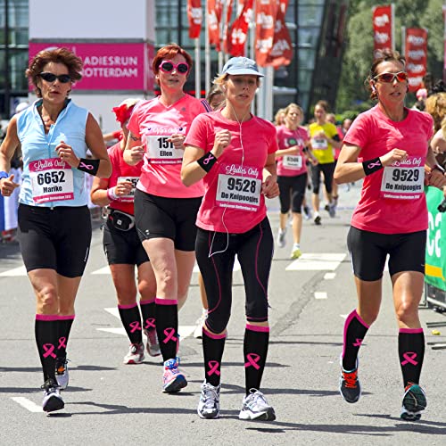 Zhanmai 12 Pairs Breast Cancer Awareness Breast Cancer Pink Ribbon Socks Wristbands for Soccer Volleyball Football Baseball4