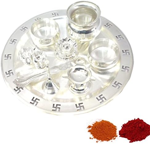 Indian Traditional Decorative Pooja thali Beautiful Lakshmi Festival Ethnic Gift for her/Kankavati/Diwali/Indian Handicraft/Home/Temple/Office/Wedding Gift/Bulk Gift. GS04