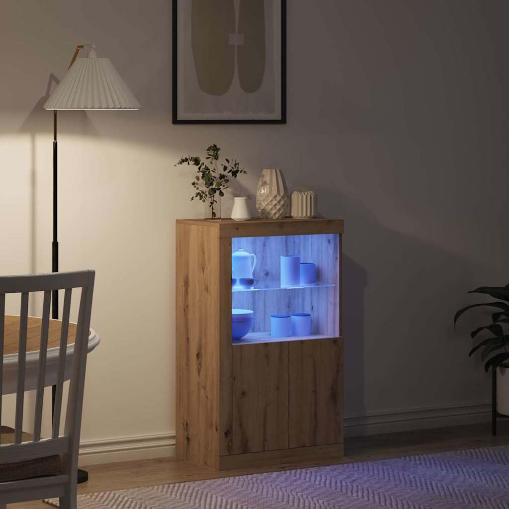 vidaXL Zeitgenössischer Schrank aus massiver Eiche mit Glasregal | Elegantes Design, ideal für Wohnzimmer oder Büro, langlebig, Mattes Finish, nur für drinnen, leicht zu montieren, Holz-