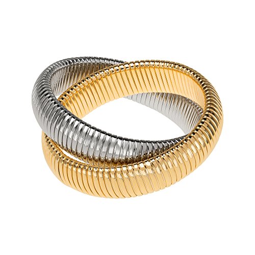 JANIS BY JANIS SAVITT Double Cobra Bracelet - High Polished Gold and Rhodium With 5/8