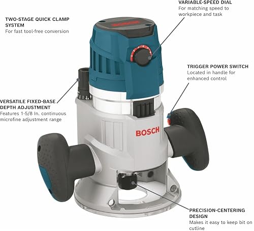 Miniatura 3 de Bosch MRF23EVS - Enrutador electrónico de 2.3 HP con base fija