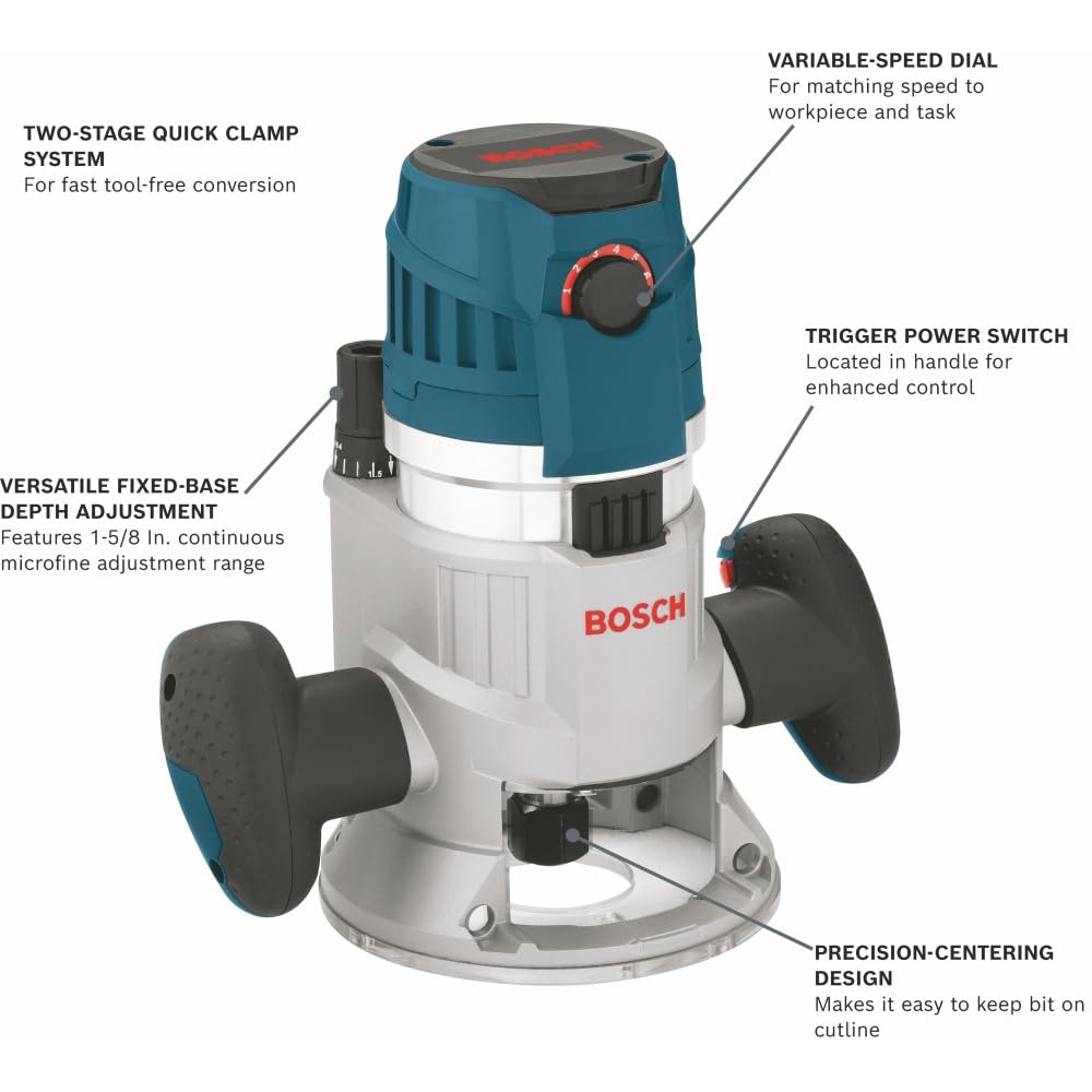 Bosch MRF23EVS 2.3 HP Router electrónico VS de base fija con control de disparo