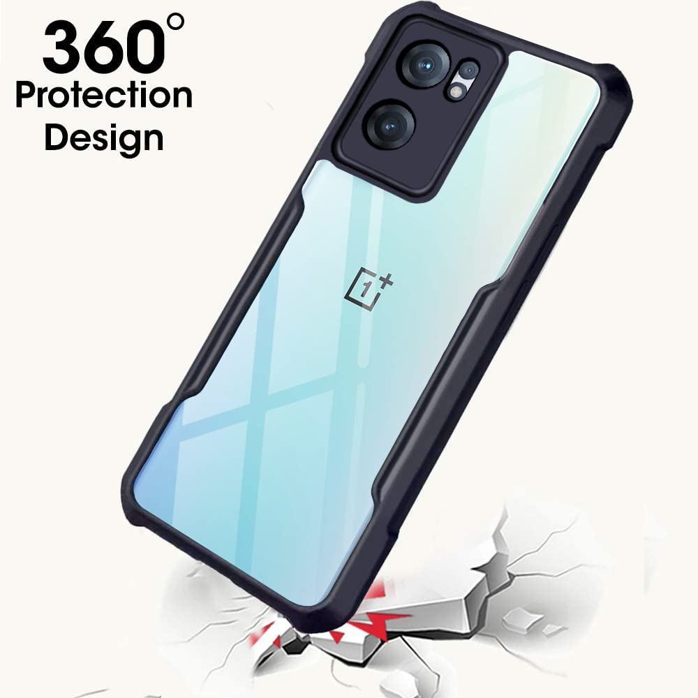 TheGiftKart Shockproof Crystal Clear Back Cover Case for OnePlus Nord CE 2 5G | 360 Degree Protection | Hard Transparent Back Cover Case for OnePlus Nord CE2 5G (PC & TPU, Blue Bumper) 1