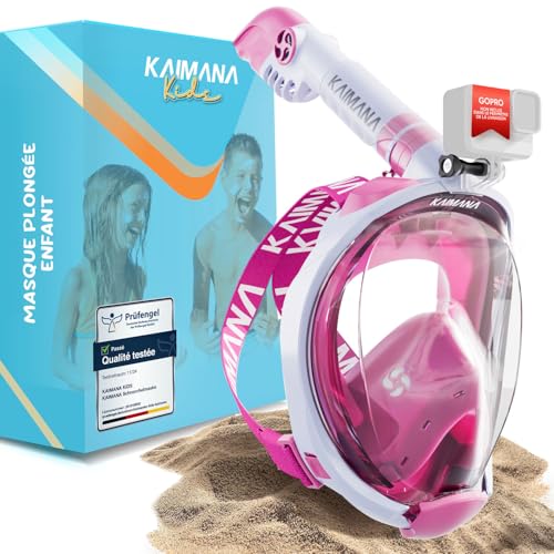 KAIMANA® Masque de Snorkeling Intégral Enfants | CO₂-Safe, Anti-Buée & Étanche | Sac de Transport Inclus