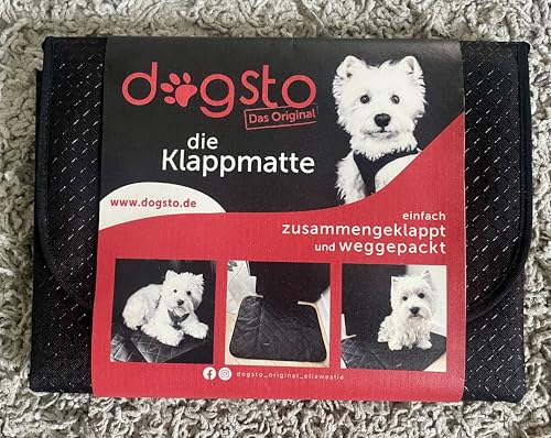Dogsto die Hunde Automatte/Klappmatte für jedes Auto Schnell zusammengeklappt (Magnetverschluss) | Der Schmutz bleibt in der Matte | Sauber und ordentlich weggelegt ins Türinnenfach, Stoff-Malmo