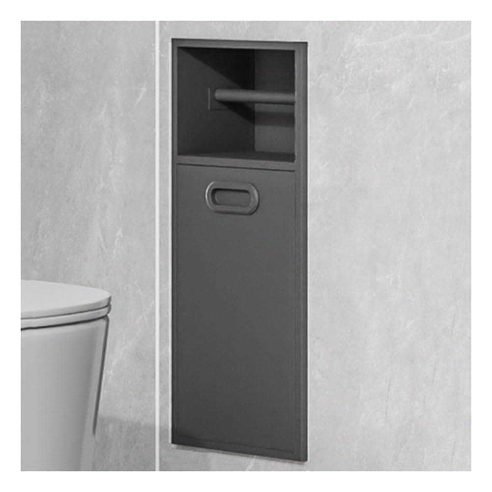 Dntum Brushed Stainless Steel Shower Niche Caddy Recessed Bathroom Shelf Insert with Trash Can Space-Saving Storage Solution Grey20X50X14Cm