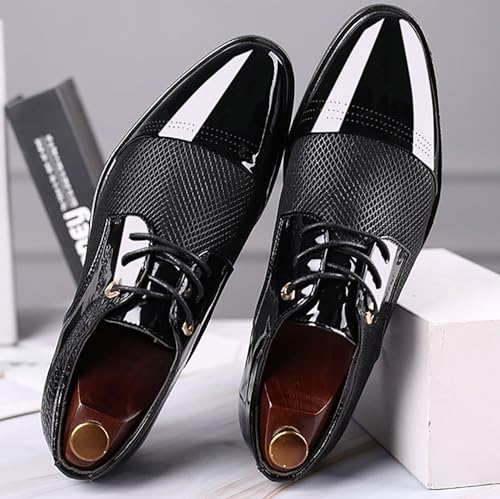 Men's Patent Leather Dress Shoes Casual Oxford Lace-up Shoes Business Formal Shoes Tuxedo Office Shoes for Men 5