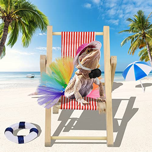 Vehomy Bearded Dragon Costume Bearded Dragon Hat for Lizards Bearded Dragon Tutu Skirt & Reptile Mini Deck Chair Small… - Image 8