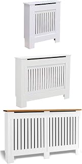 Radiator Cover MDF Wood White Vertical Slat Living Room Bedroom Hallway Cabinet Modern Design (Medium)
