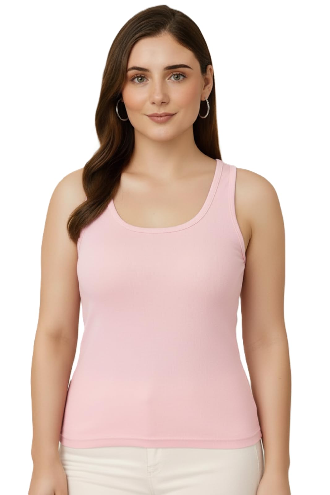 Women's Super Combed Cotton Rib Tank Top - Soft Sleeveless Camisole Vest, Slim Fit Solid Innerwear & Activewear for Gym, Yoga, Sleep & Daily Layering-picture-11