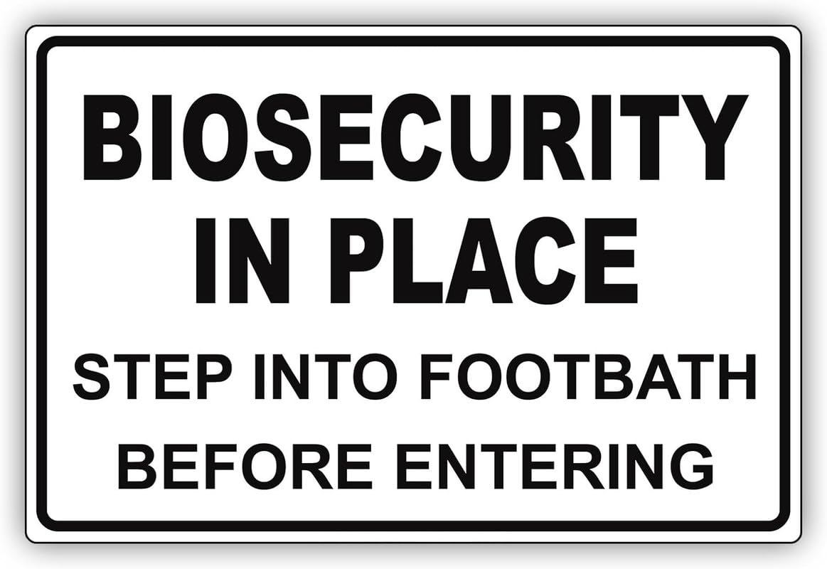 Sitrmgh Aluminum Sign Biosecurity In Place Step Into Footbath Before Entering Alert Caution Warning Notice Aluminum Metal Tin Sign Plate 8X12 Inch