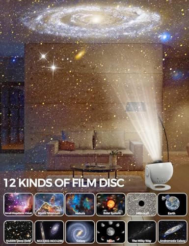 Image of Desidiya Disc Star Projector for Kids - 3D Galaxy Night Light with 360 Rotation, Adjustable Focus & Timer | USB Powered Night Lamp for Bedroom, Nursery, Home Theater (Corded Electric)