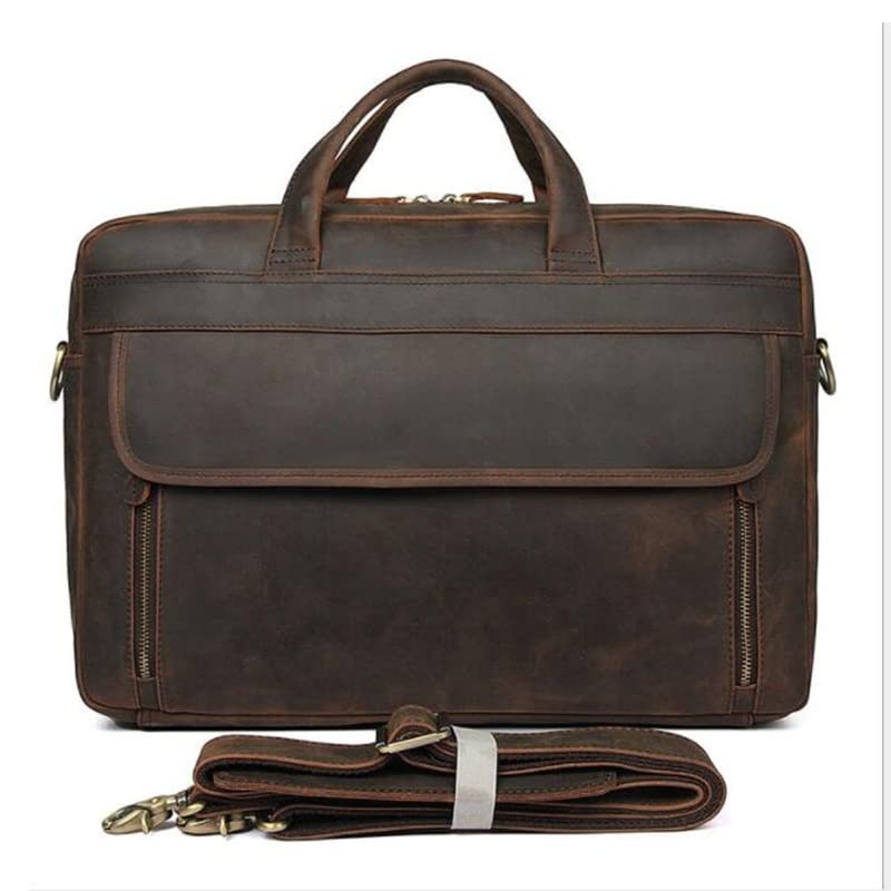 Generic Vintage Leather Business Bag, Durable, 18 Large Capacity Laptop Bag Travel Bag Mens Leather Briefcase, Large Shoulder Bag3