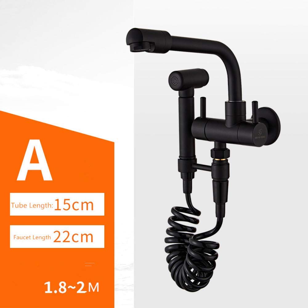 Robinet de cuisine en laiton noir mat avec pistolet pulvérisateur chic