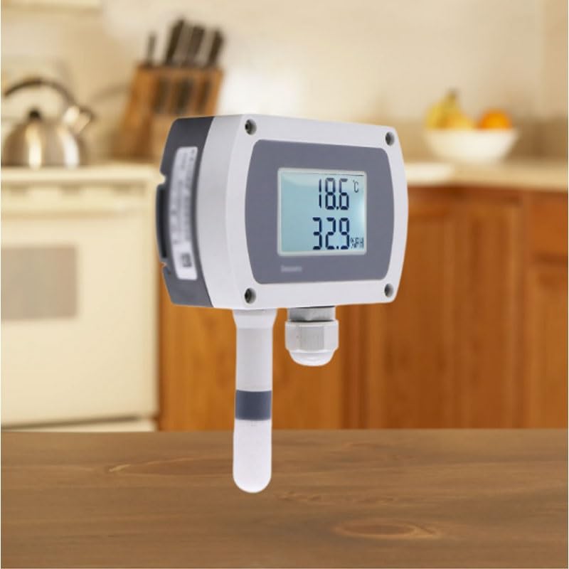 Wall-Mounted Temperature Humidity Transmitter with LCD Display for Rail Installation