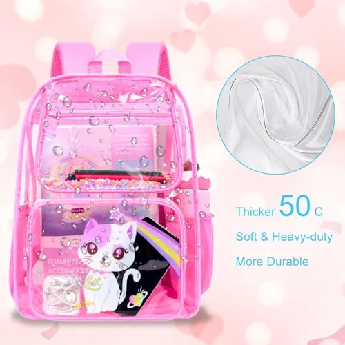 Image of KLFVB 3PCS Clear Backpack for Girls and Boys, Kids See Through Backpacks Stadium Approved, Transparent Bookbag for Elementary