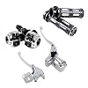 Horn Turn Signal Head Light Switch with Harness Hydraulic Brake Master Cylinder Clutch Levers and Hand Grips Compatible with 1996-2012 Harley 1 Handlebar Softail Dyna Sportster V-Rod (Chrome)