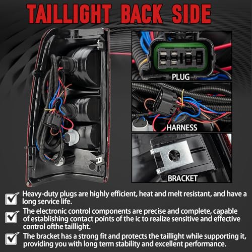 Image of Tail Lights Assembly Fit Chevy Silverado 1500 2500 3500 2003 2004 2005 2006 Chevrolet HD 1500HD 2500HD Rear Brake Turn Signal Back Up Bulb Lamp Taillight Left Driver Right Passenger Side
