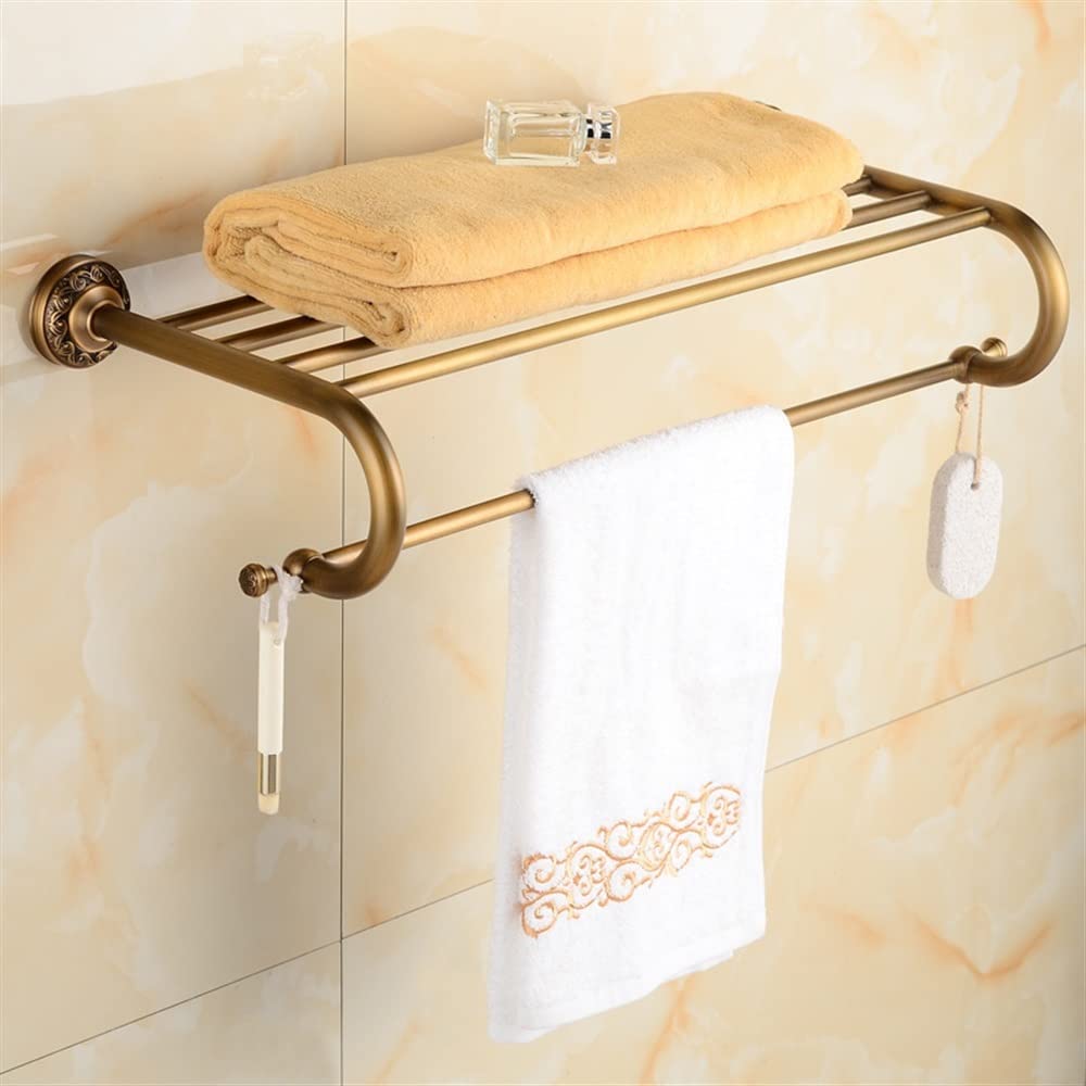 LMYSXAOZ LNNSHX Towel Racks, Rail for Bathroom,Copper Bath Hand Holder Rail,European Antique Carved Bathroom,Antique Bar/Color/Towel Rack (Color Rack)