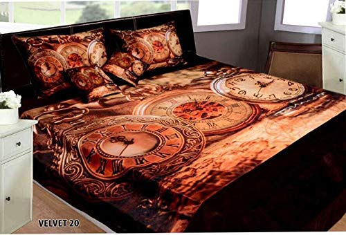 THH Royal Look Digital Print 3D Glace Cotton Double Bed Bedsheet with 2 Pillow Cover (90