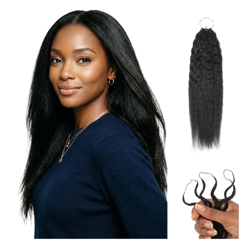 100% Unprocessed Remy Human Hair Feather Crochet Extensions for Women – Reusable, Invisible Knotless Feather Hair - Kinky Straight - Natural