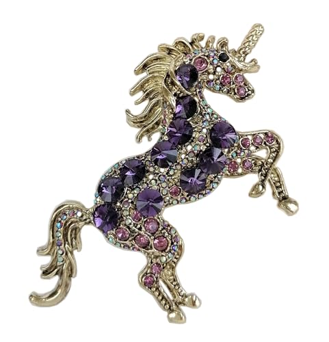 Image of Unique Animal Unicorn Horse Brooch Pin Pendant Austrian Crystal BZ6172
