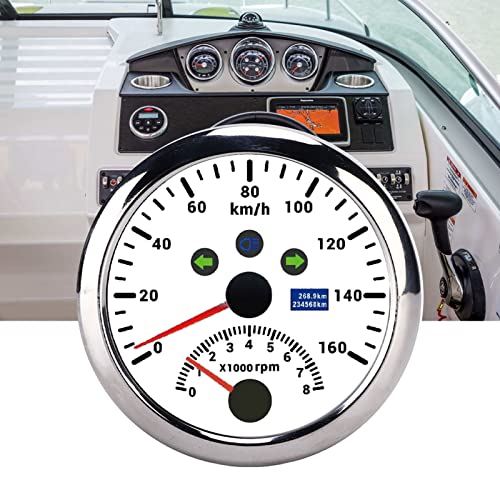 Velocímetro GPS 85mm 160km/h LCD Luz de Fundo Vermelha para Carro, Barco, Iate, Caminhão RV ((Branco