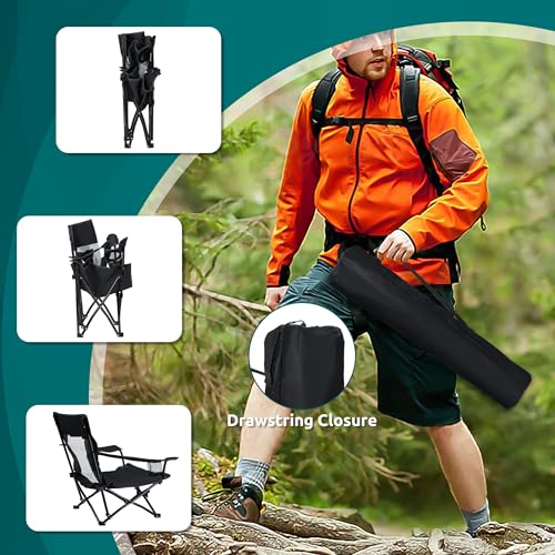Image of HaSteeL Folding Beach Chair, Foldable Black Camping Chairs for Outside, Low Beach Chair Portable for Adults Fishing, Picnic, Outdoor BBQ, Travel, Sports, Cup Holder & Storage Bag
