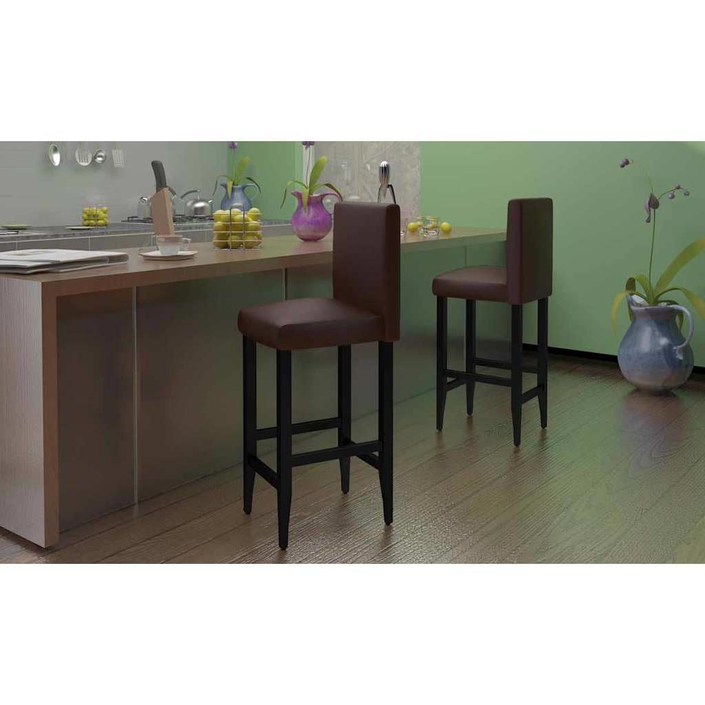 Hothingwell Tabourets de Bar Lot de 6 Marron Foncé Similicuir