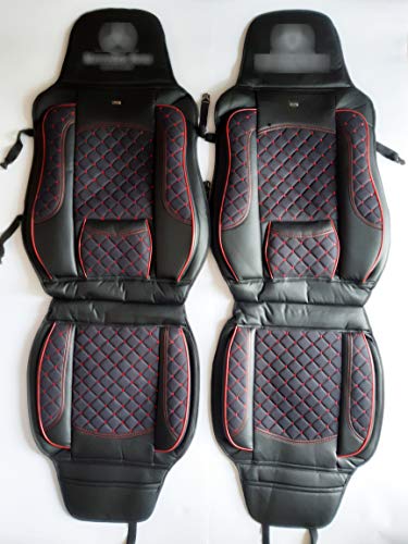 24/7Auto 2x negro con fundas de asiento rojo para camiones Actros Axor Atego
