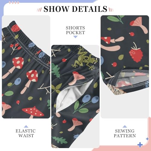 CaTaKu Boys Forest Insects Mushroom Pants for Boys Girls Wide Leg Sweatpants Kids Long Bottoms with Pockets Size 6-14Y4