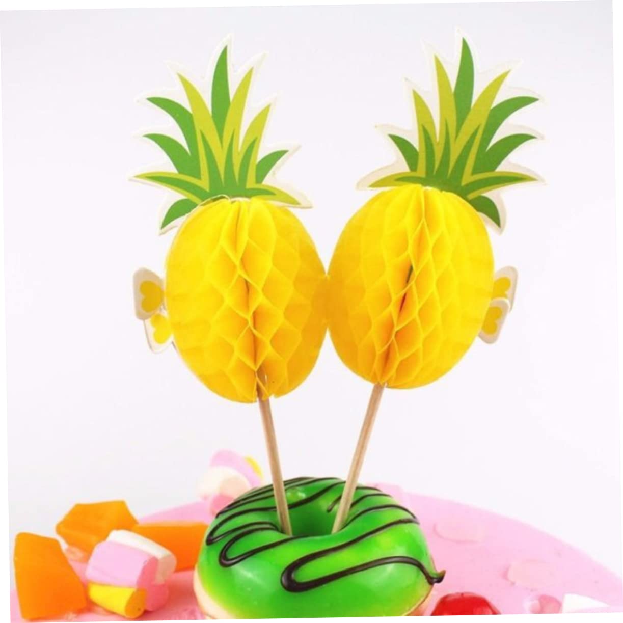 Zerodeko 20 pièces Décorations Cake Picks Flamant et Ananas Plastique Accessoires Dessert Topper pour Gâteaux Danniversaire Cupcakes et Thème Tropical Flamants Ananas Cartoon