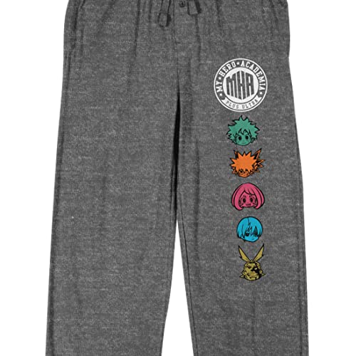 My Hero Academia Character Heads Men's Graphite Heather Sleep Pajama Pants2
