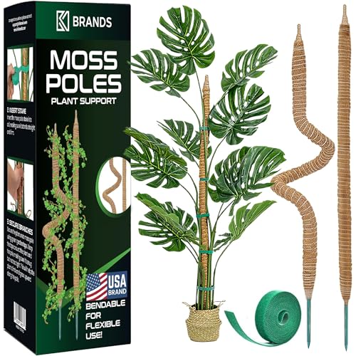 2 Pack 28'' Bendable Moss Pole Monstera Plant Support for Climbing Indoor Plants - Stakes...
