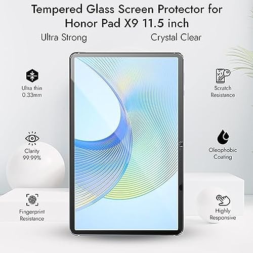Image of Anti Scratch And Smudge Proof Tempered Glass Full Screen Protector For Honor Pad X9 11.5 Inch Tablet - Pack Of 1