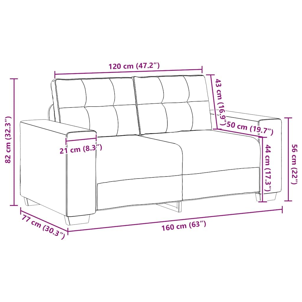 Juego de sofá de 2 piezas con cojines de terciopelo gris oscuro, cómodo mueble tapizado para sala de estar, habitación de invitados y oficina, con marco de madera y metal resistente, ideal