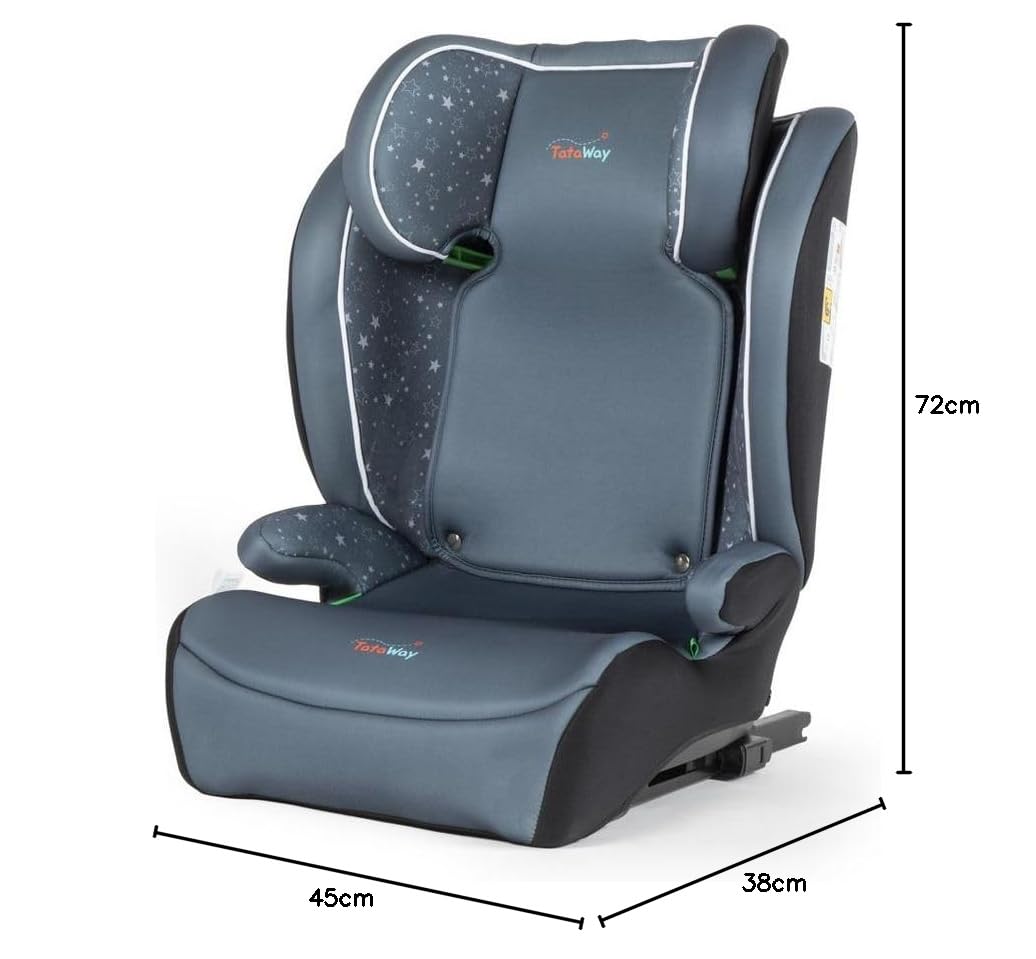 Siège Auto Avec Fixation ISOFIX Pour La Sécurité Des Enfants D'une Hauteur De 100 à 150 Cm Avec Graphismes Sur Fond Gris