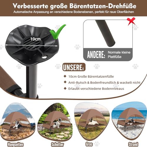 Snagle Paw Hundeliege mit Dach & Erhöhtes Design - Stabiles Hundebett mit Antirutschfüßen, Breiter Schatten - Wasserdicht für Große Hunde Indoor/Outdoor, Camping & Garten