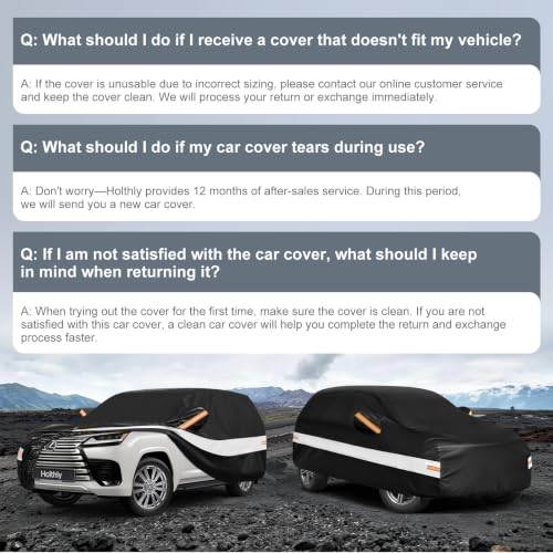Image of 10 Layers SUV Car Cover Custom Fit for Lexus LX (1995-2026), Waterproof All Weather for Automobiles, Outdoor Full Cover Sun Rain Dust UV Protection with Cotton. Black
