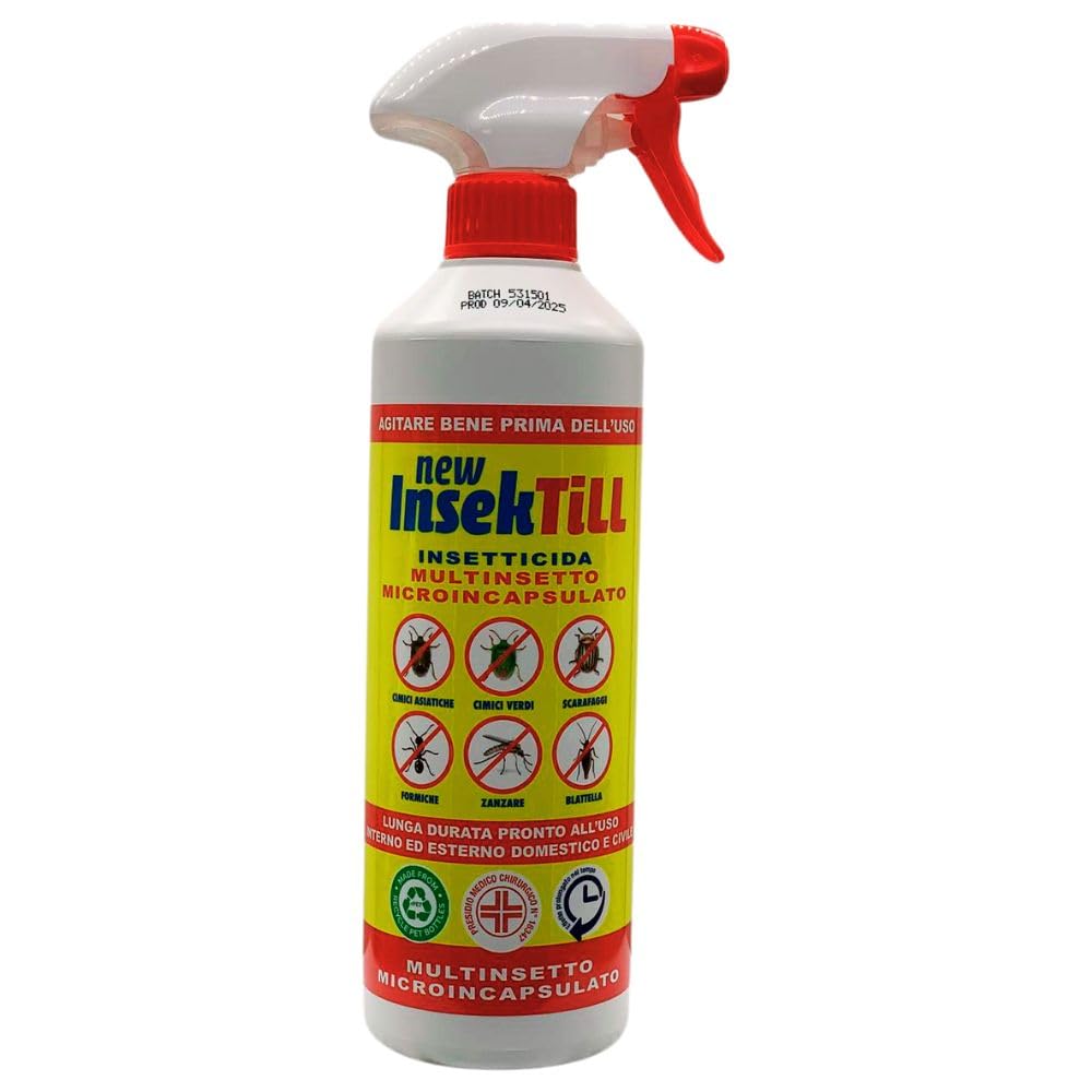 Disinfect Stop Insetticida Multiuso Microincapsulato per Cimici Verdi, Cimici Asiatiche, Zanzare, Formiche, Scarafaggi, Formato da 500ml (6 Flaconi) - New Insektill -