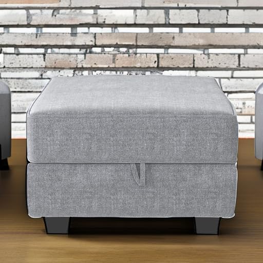 honbay square ottoman module for modular sofa couch, square ottoman with storage for sectional modular couch, grey