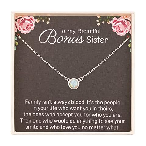 RareLove Sister in Law Christmas Gifts,Gifts for Sister in Law,To My Bonus Sister 925 Sterling Silver White Opal Necklace for Unbiological Sister Gift,Wedding,Thank You,Bridesmaid,Bridal Shower Gift Cover