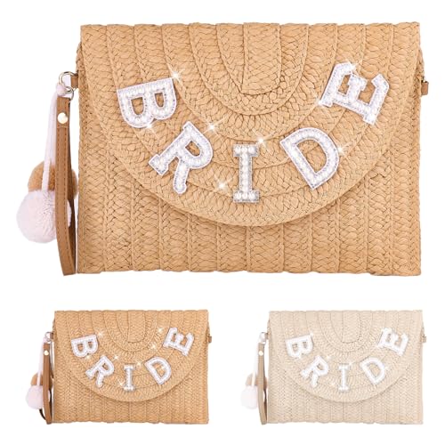 Customized Bride Gift Straw Shoulder Bag with Name