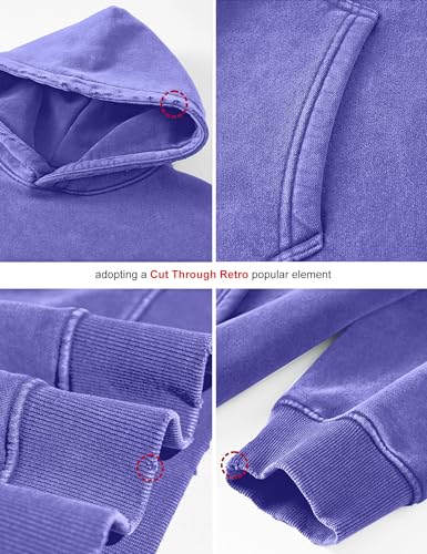 Image of FAIABLE Womens Oversized Acid Wash Hoodie Unisex Heavyweight Cotton Hoodies Fleece Vintage Washed Sweatshirt Women Men