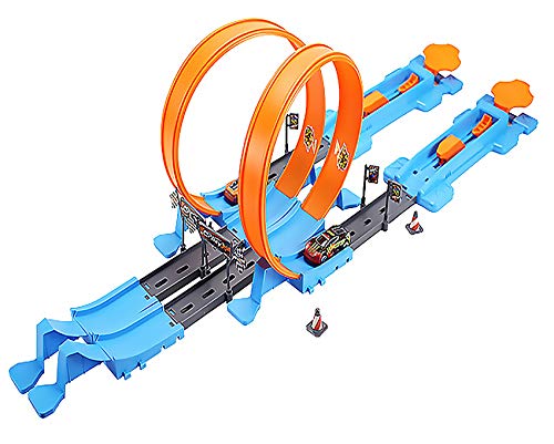 Toy Cars, Childrenâ€™s Racing Track Set, 360-degree high-Speed Track car Mini Pull-Back Track car Toy, car Loop Track with 4 Double-Loop Racing Cars, a Birthday Gift for Children.