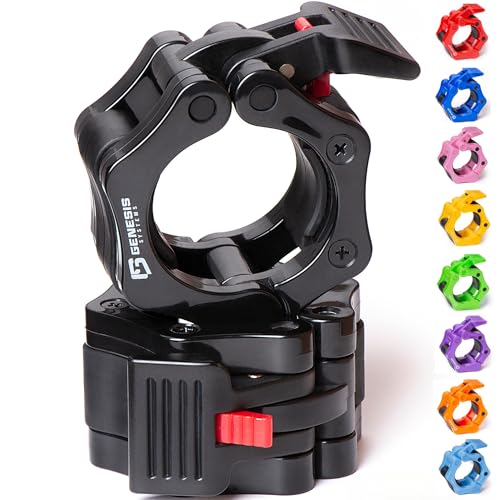 GENESIS SYSTEMS Olympic Barbell Clips 2 Inch Barbell Clamps Bar Collars Weight Quick Release - for Weightlifting