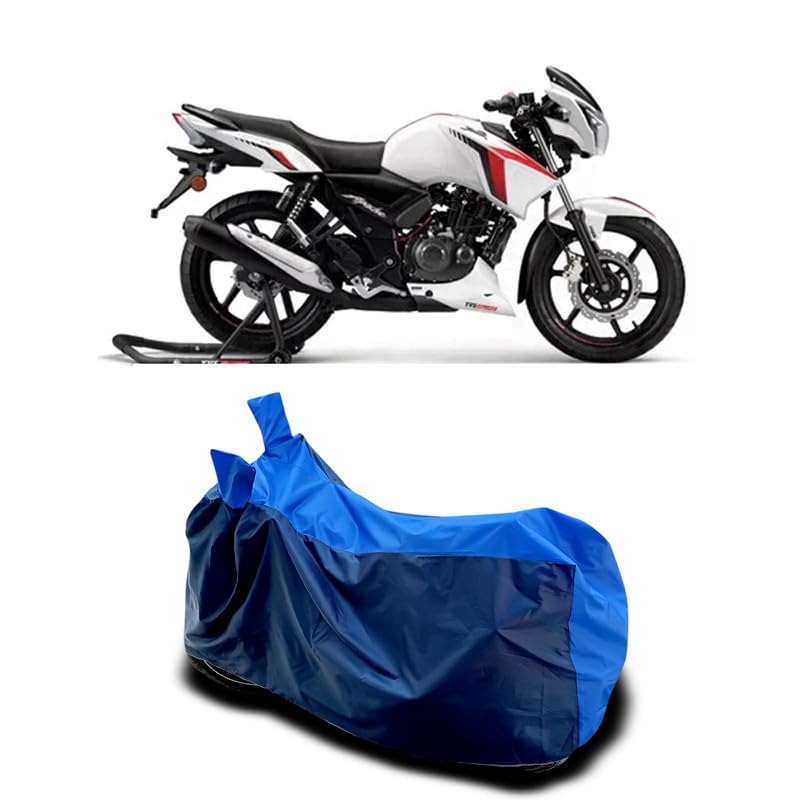 Image of DUFFEL-Two Wheeler Bike Body Cover Compatible for Tvs Apache RTR 160 New Bs6 Heat Protectio /UV-Rays /Birds Dropping /DustProof /Waterproof All Variants [Nevay Blue]