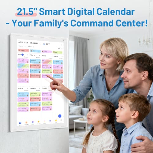 Image of 21.5 inch Smart Wall Calendar 2026 Planner & Chore Chart, Touchscreen | Touchscreen Display Electronic Calendar, Wall & Desk Mount, Wi-Fi Sync, Wall Planner, Kitchen & Office Use, Gifts for Mom