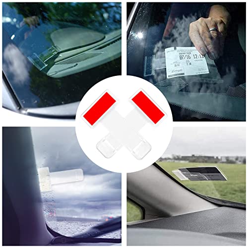 4 Stück Parkscheinhalter Clip, Transparent Auto Windschutzscheibe Ticket Halter Selbstklebend Tickets Clips für die Auto Windschutzschutzscheibe Für Pkw Und Caravan Wohnmobile Lieferwagen