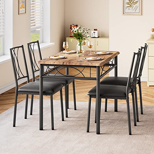 Juego de mesa de comedor y sillas de 5 piezas para cocina rectangular pequeña 5